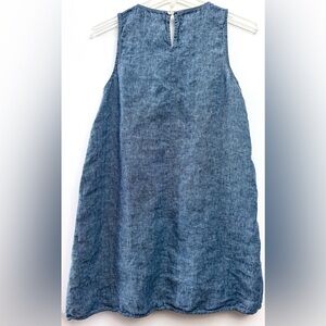 Max Studio Denim Look 100% Linen Blue Mini Dress
